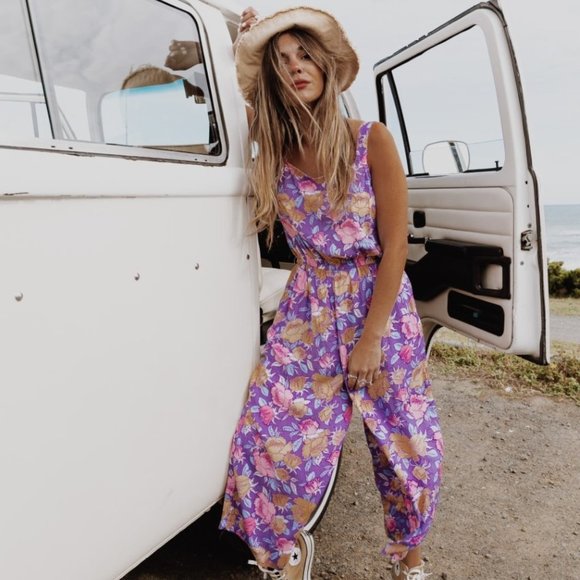 Brand New Women's Purple Floral Jumpsuit - Picture 2 of 5